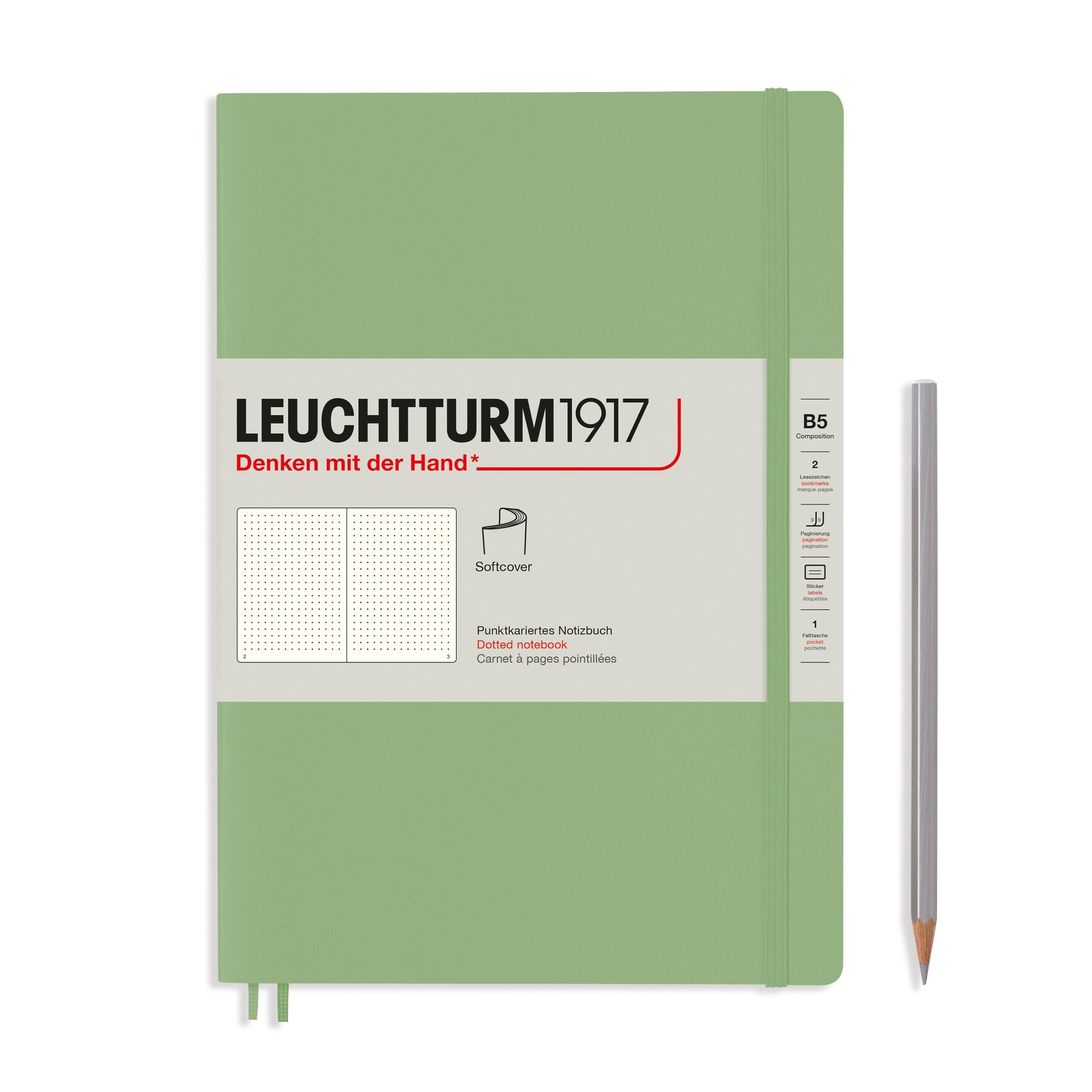 Verrijking Isolator motief Leuchtturm1917 B5 Notitieboek met zachte kaft blanco Sage - De Groen BV