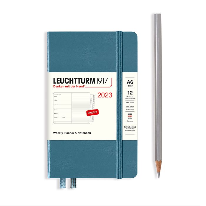 Leuchtturm1917 Pocket Weekly Planner NoteBook 2023 Stone Blue De Groen BV