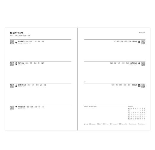 Letts of London A5 Raw week to view 2025-2026