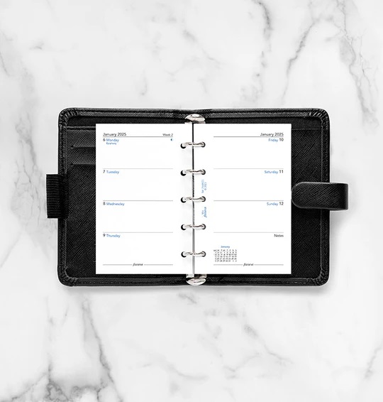 Filofax Mini Week Op Twee Pagina's 2023 Dagboek - 4-Talig Katoencrème