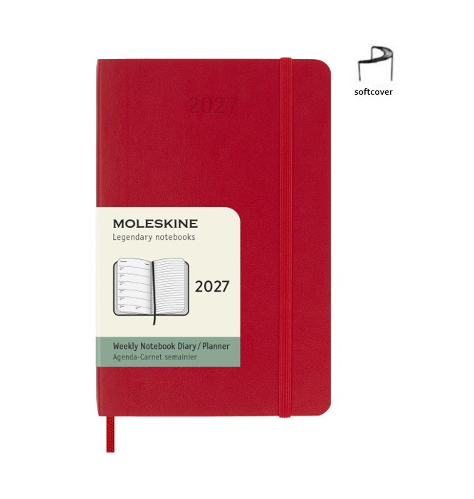 Moleskine Pocket 2027 Weekly notebook-dairy planner softcover Scarlet REd