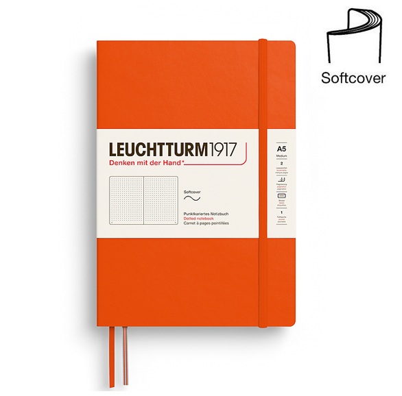 Leuchtturm1917-notebook-medium-a5-softcover-pumpkin dotted