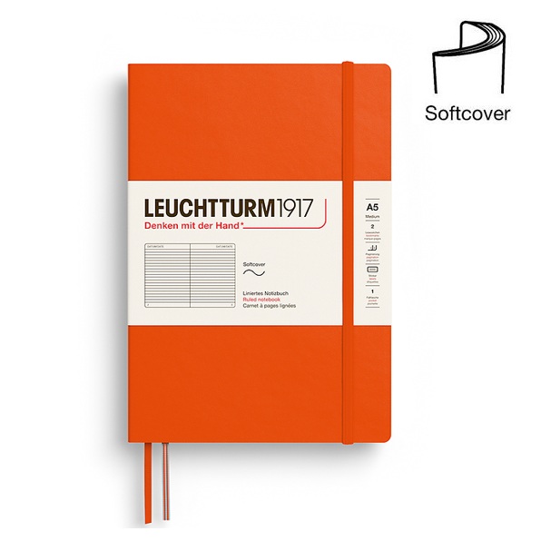 Leuchtturm1917-notebook-medium-a5-softcover-pumpkin ruled