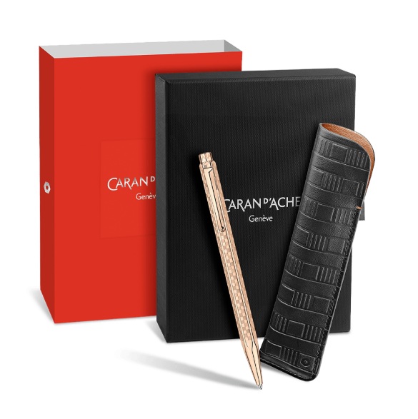 Caran d'Ache Damier Ecridor Collection Rose Gold balpen set 4