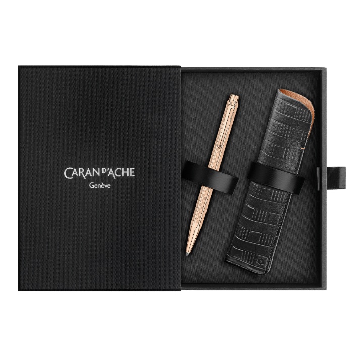 Caran d'Ache Damier Ecridor Collection Rose Gold balpen set 5