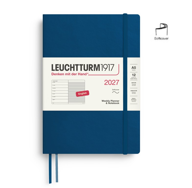 Leuchtturm1917 400241 A5 Medium SC Weekly Planner-Notebook 2027 Indigo