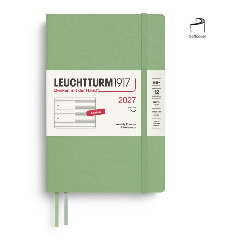 Leuchtturm1917 400247 A5 Medium SC Weekly Planner-Notebook 2027 SAge