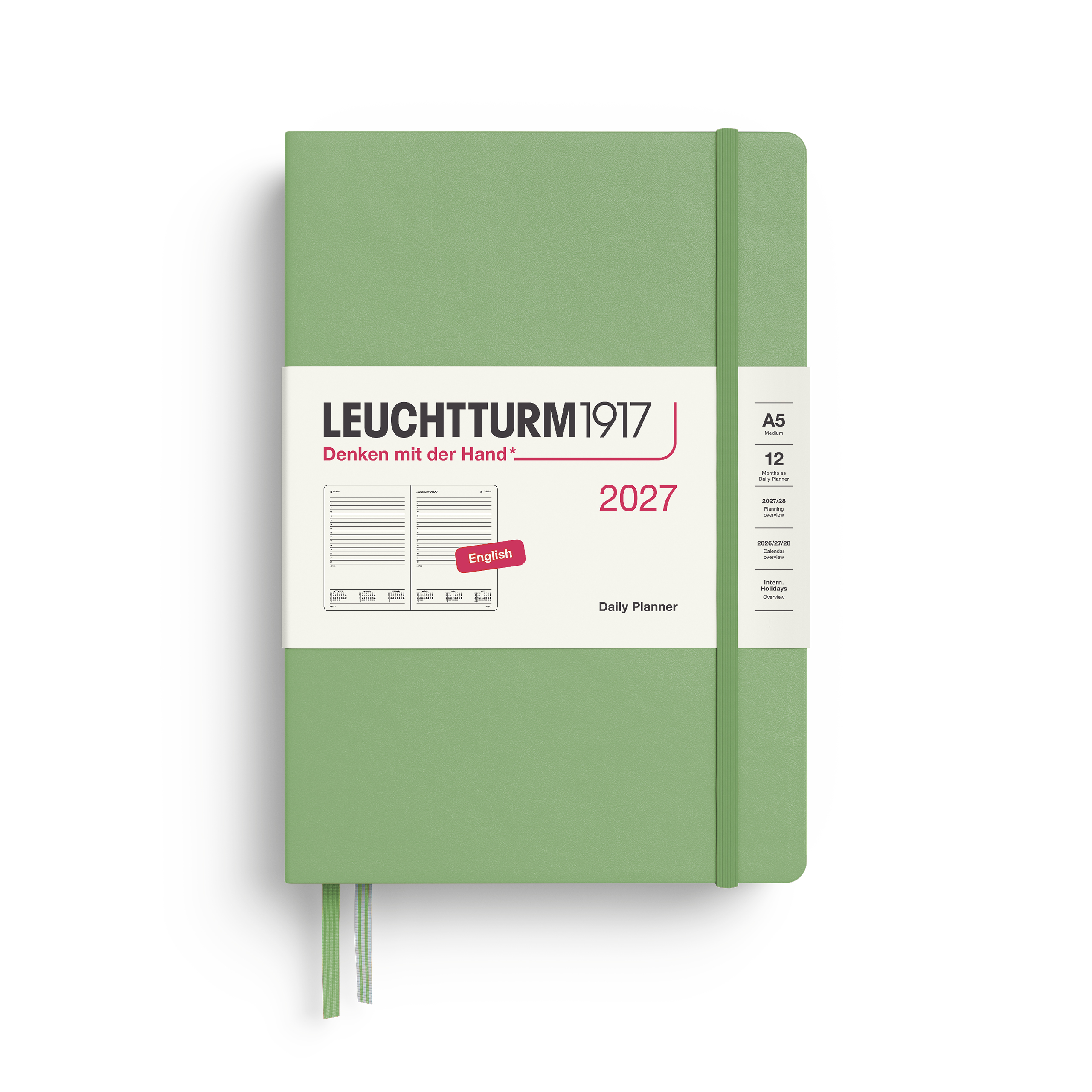 Leuchtturm1917 400328_A5 Medium Daily Planner 2027 Sage
